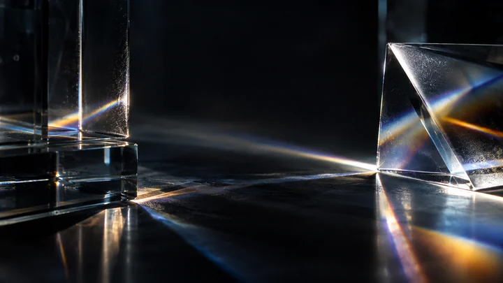 Optical prisms separating a beam of light